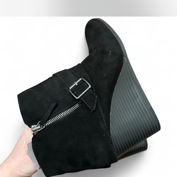 Arizona Jean Company Black Suede Wedge Booties - Picture 5 of 5